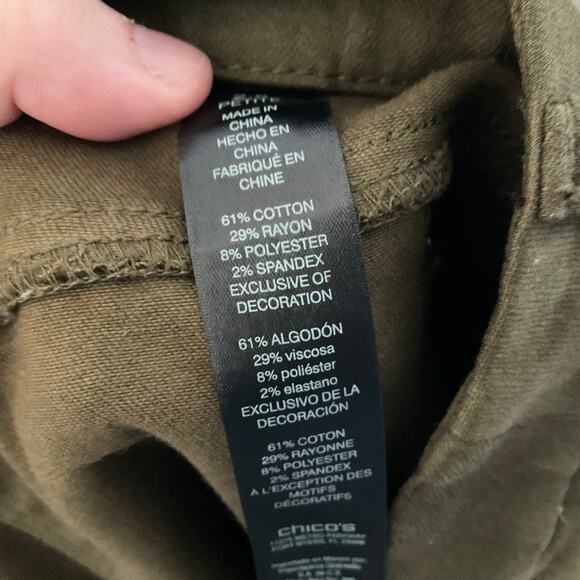 Chico’s So Slimming Girlfriend Ankle Green Pants - Size 14 Petite - Picture 6 of 7